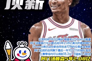 阿门汤普森5年2.08亿提前顶薪续约火箭